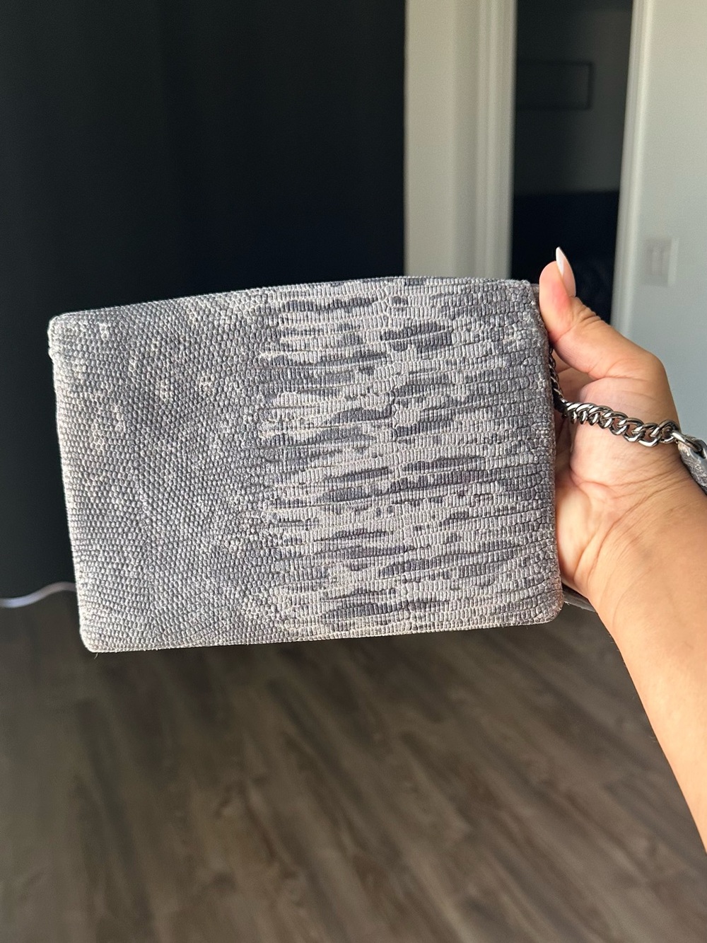 Henri Bendel "The Deb" Leather Wristlet/Clutch Asymmetrical Flap- Snake Print - Picture 8 of 8